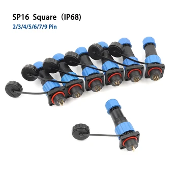 IP68 SP16 square waterproof connector plug 2 3 4 5 6 7 9 Pin Aviation connectors plug socket 4 hole Square Socket
IP68 SP16 square waterproof connector plug 2 3 4 5 6 7 9 Pin Aviation connectors plug socket 4 hole Square Socket