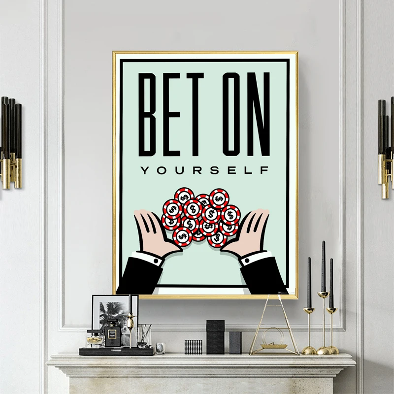 Bet On Yourself Холст Искусство Печать денег абстрактная Настенная картина гостиная