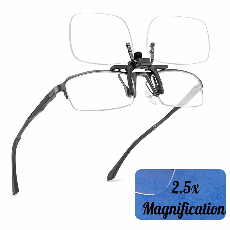 1pair Clip On Flip Up Magnifying Glasses Spectacles 2.5x Magnification Magnifiers Wearing Style Optical Instruments
1pair Clip On Flip Up Magnifying Glasses Spectacles 2.5x Magnification Magnifiers Wearing Style Optical Instruments