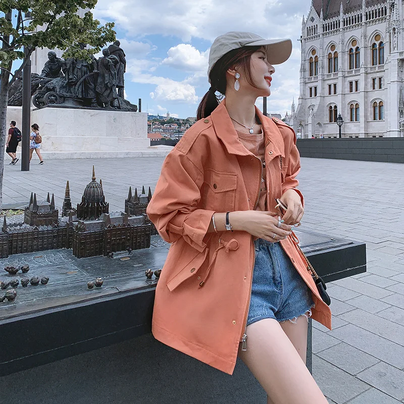 

Short-height Trench Coat Women's Spring And Autumn 2019 New Style Loose Casual Harajuku BF Popular Autumn Clothing Hong Kong Sty