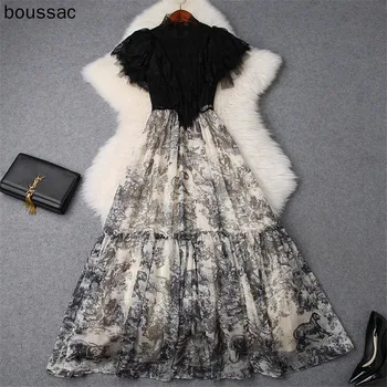 Brand Fashion Runway Long Dress Women 2019 Summer Style Elegant Lace Patchwork Ruffles Vintage Print Maxi Party Dress Vestidos
Brand Fashion Runway Long Dress Women 2019 Summer Style Elegant Lace Patchwork Ruffles Vintage Print Maxi Party Dress Vestidos