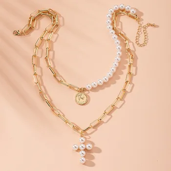 Europe and America Cross Border Ornament Pearl Mixed Pendant Necklace Cross Popular Multilayer Vintage Exaggeration Necklace Who
Europe and America Cross Border Ornament Pearl Mixed Pendant Necklace Cross Popular Multilayer Vintage Exaggeration Necklace Who