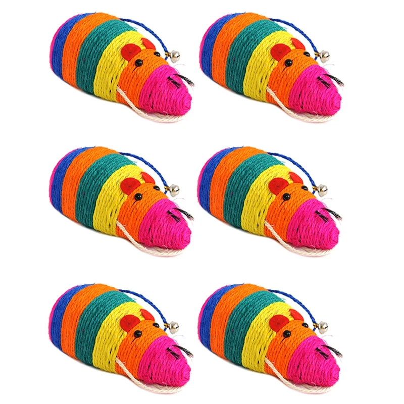 6 Cats Catch Mouse Toy Color Cartoon Striped Sisal Mouse Shape Kitten Toy Sisal Toy
6 Cats Catch Mouse Toy Color Cartoon Striped Sisal Mouse Shape Kitten Toy Sisal Toy