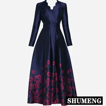 2020 New Spring and Autumn Women's V-neck Luxury Jacquard Flower Long Dresses Female Retro Long Sleeve Maxi Long Dresses
2020 New Spring and Autumn Women's V-neck Luxury Jacquard Flower Long Dresses Female Retro Long Sleeve Maxi Long Dresses