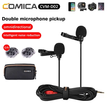 Comica CVM-D02 Dual clip-on lapel lavalier microphone interview mic for iPhone Android Smartphone for Sony Canon Nikon Cameras
Comica CVM-D02 Dual clip-on lapel lavalier microphone interview mic for iPhone Android Smartphone for Sony Canon Nikon Cameras