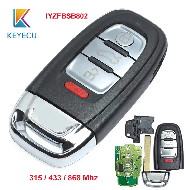 KEYECU 3+1 4 Button 315/433/ 868MHz FCC: IYZFBSB802 Replacement Smart Remote Key Fob for Audi A3 A4 A5 A6 A8 Quattro Q5 Q7 A6 A8
KEYECU 3+1 4 Button 315/433/ 868MHz FCC: IYZFBSB802 Replacement Smart Remote Key Fob for Audi A3 A4 A5 A6 A8 Quattro Q5 Q7 A6 A8