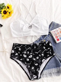 2020 vest lace-up split swimsuit women's Sexy printed bikini 
2020 vest lace-up split swimsuit women's Sexy printed bikini