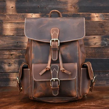 COOL Fashion Natural Crazy Horse Leather Men Backpack Vintage European Style Genuine Leather Bag
COOL Fashion Natural Crazy Horse Leather Men Backpack Vintage European Style Genuine Leather Bag