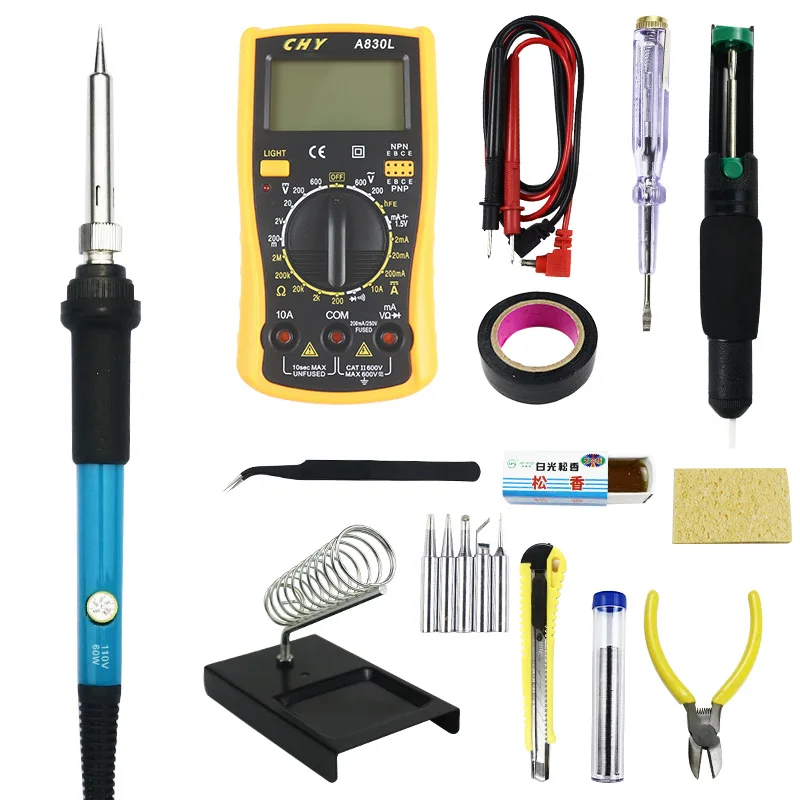 Adjustable Temperature Electric Soldering Iron Kit Multimeter Heat Pencil Set 60W Welding Solder Rework Station Repair Tools
Adjustable Temperature Electric Soldering Iron Kit Multimeter Heat Pencil Set 60W Welding Solder Rework Station Repair Tools