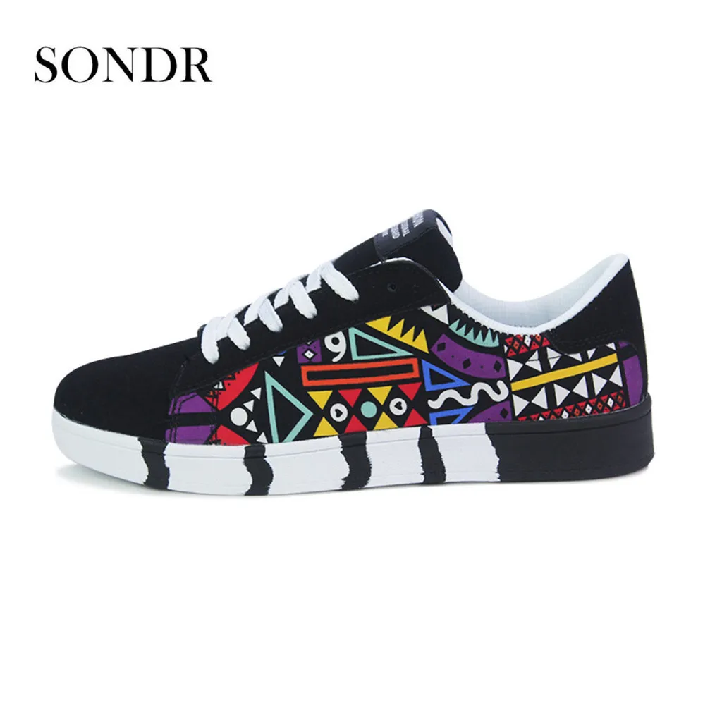 

2019 Hot Sale New Men Shoes Fashion Casual Lace-Up Sneakers Vulcanized summer Men's Colorfor Canvas Sport Graffiti board Shoes