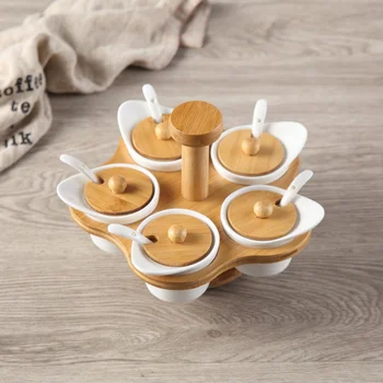 1 Set Spice Jar Wood Cover Portable Ceramic Rotating Condiment Container Salt Canisters Seasoning Box for Counter
1 Set Spice Jar Wood Cover Portable Ceramic Rotating Condiment Container Salt Canisters Seasoning Box for Counter