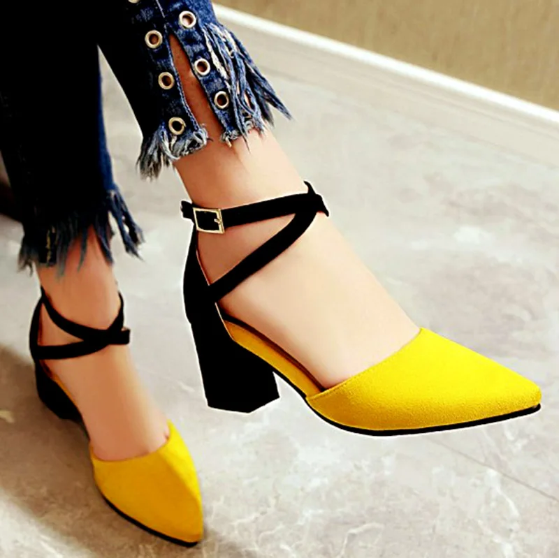 EAGSITY women shoes high heel sandals block heel pointed toe ankle strap runway party wedding party sandals pumps yellow
EAGSITY women shoes high heel sandals block heel pointed toe ankle strap runway party wedding party sandals pumps yellow