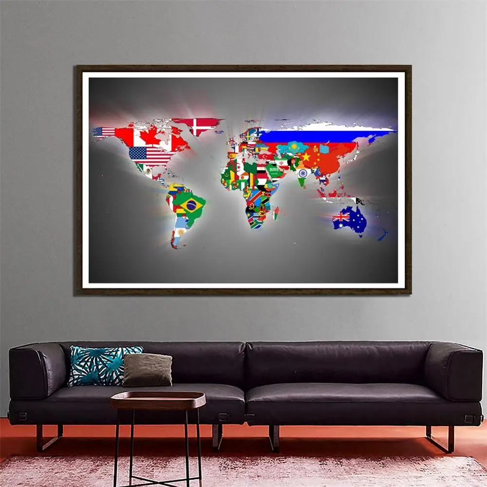 World Map Made Up Of National Flags Pattern 150x100cm Wall Decor Map Non-woven World Map For Home And Office Decor
World Map Made Up Of National Flags Pattern 150x100cm Wall Decor Map Non-woven World Map For Home And Office Decor