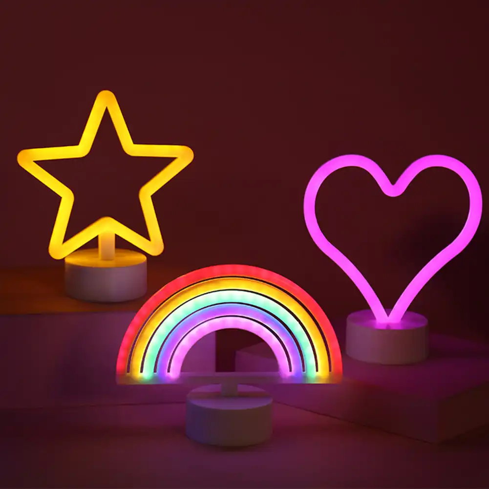 signs star shape battery powered heart wedding night light led