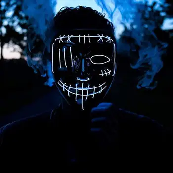 Led Mask Halloween Party Masque Masquerade Masks Neon Maske Light Glow In The Dark Mascara Horror Maska Glowing Masker 
Led Mask Halloween Party Masque Masquerade Masks Neon Maske Light Glow In The Dark Mascara Horror Maska Glowing Masker