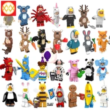 Pompa Seri Panda Bald Eagle Pelican Gajah Elk Sapi Unicorn Naga Rusa Batu Bata Koleksi Blok Bangunan Mainan Hadiah untuk Anak(China)