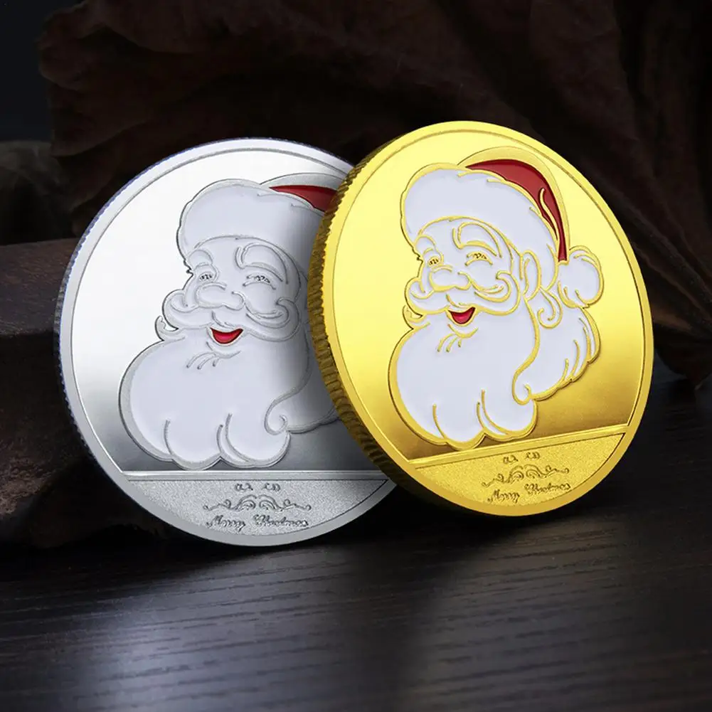 Фото Christmas Commemorative Coin Souvenir Coins With Santa Claus And Reindeer Collection For Stocking Gift | Дом и сад