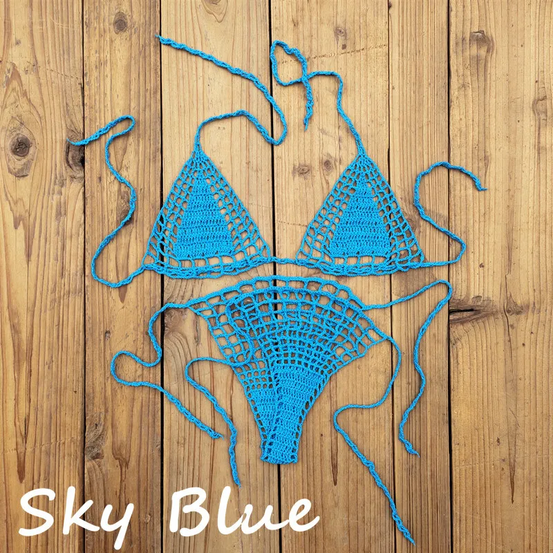Handmade Crochet Bikini Set - Sexy Micro-Swimsuit  Beach Sundress