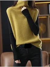 

2022 Spring and Winter New Turtleneck Solid Color Slim-Fit Knits pull femme hiver 2021 wool vest sweater chaleco punto mujer