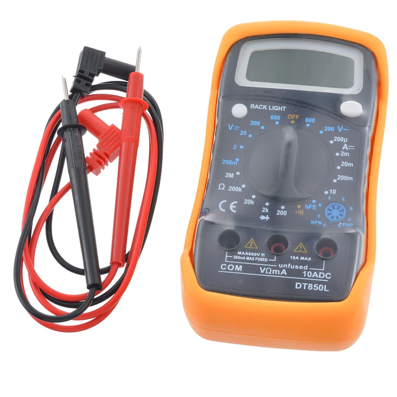 DT830L/DT850L LCD Backlight Digital Multimeter AC/DC Handheld Portable Ammeter Voltmeter Ohm Tester Meter Multimeter with Wire
DT830L/DT850L LCD Backlight Digital Multimeter AC/DC Handheld Portable Ammeter Voltmeter Ohm Tester Meter Multimeter with Wire