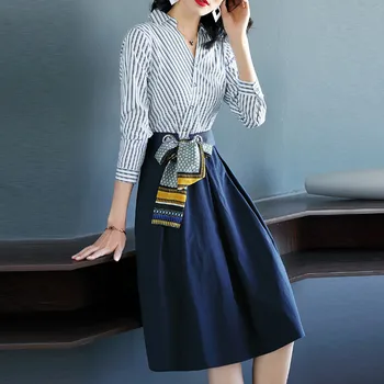 CBAFU striped shirt dress women patchwork tunic big swing A-line dresses with belt turn down collar elegant dress vestidos P939
CBAFU striped shirt dress women patchwork tunic big swing A-line dresses with belt turn down collar elegant dress vestidos P939