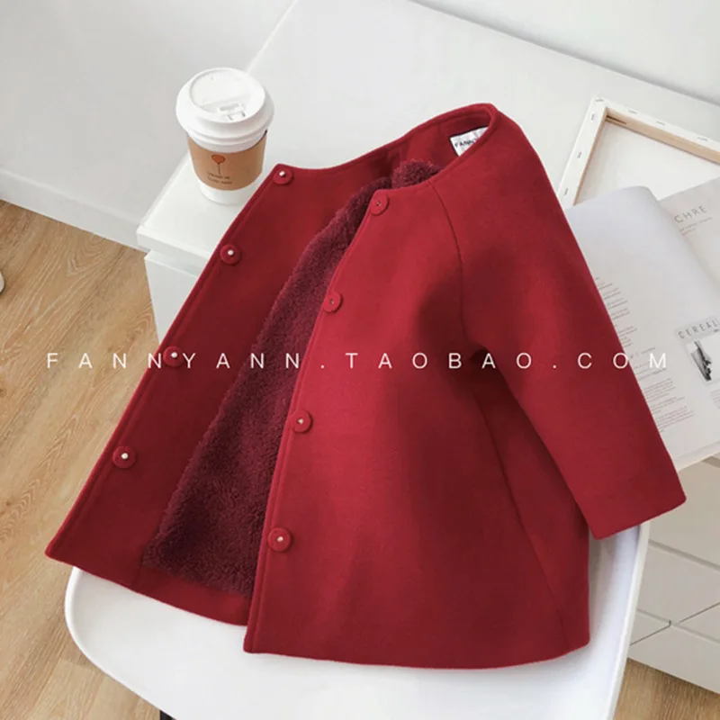 Chen Mother Infant Children's Clothing Red Christmas New Year-Baby Girls Ruffled Collar Woolen Jacket plus Velvet CHILDREN'S Coa 
Chen Mother Infant Children's Clothing Red Christmas New Year-Baby Girls Ruffled Collar Woolen Jacket plus Velvet CHILDREN'S Coa