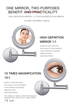 10X Makeup Mirror With light Led Folding Wall Mount Vanity Mirror With Touch Dimmer Battery&Usb Double Side Magnifying Bathroom
10X Makeup Mirror With light Led Folding Wall Mount Vanity Mirror With Touch Dimmer Battery&Usb Double Side Magnifying Bathroom
