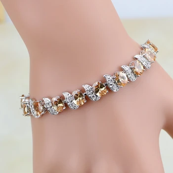 Ethnic 925 Silver Jewelry Champagne Cubic Zirconi White Zircon Charm Bracelets For Women 7 INCH
Ethnic 925 Silver Jewelry Champagne Cubic Zirconi White Zircon Charm Bracelets For Women 7 INCH