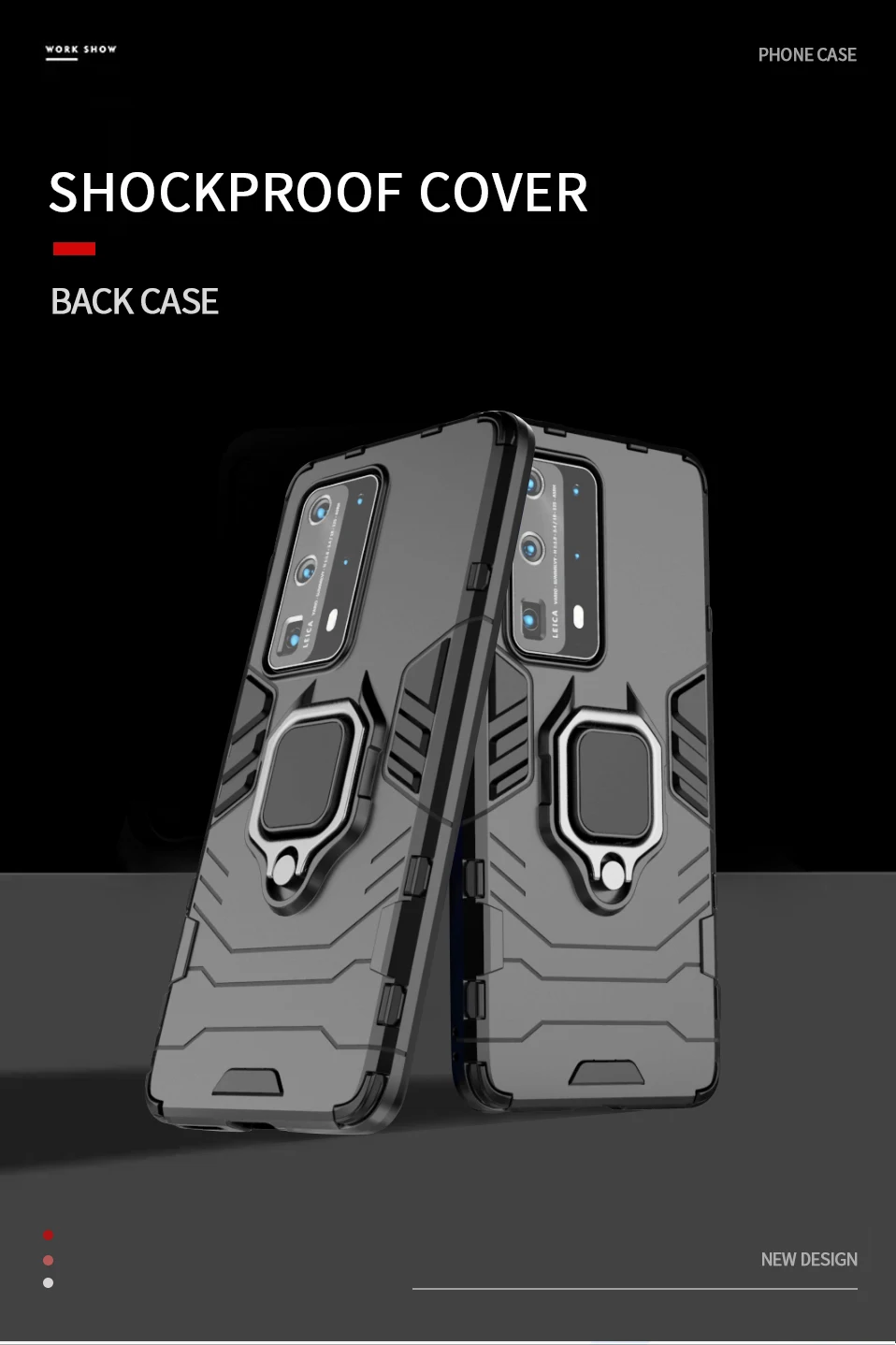 Luxury Armor Cover Phone Case For Huawei P40 Lite E y6 y7 2019 Honor 8i 10i 20i 8S 20 Pro Nova 5 Car Stand Ring Holder Back Case (3)