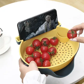 Double-layer Fruit Plate Drain Basket Household Lazy Mobile Phone Candy Plate Box Kitchen Living Room Eating Melon Seed Plate 
Double-layer Fruit Plate Drain Basket Household Lazy Mobile Phone Candy Plate Box Kitchen Living Room Eating Melon Seed Plate