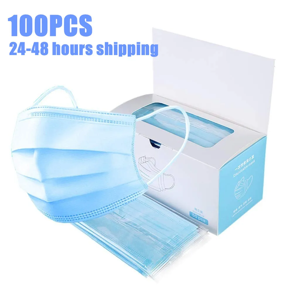 100pcs Face Mask Disposable 3 Layers Safe Filter Dustproof Anti Virus Protective Earloop Non Woven Mouth Masks Fast Shipping
100pcs Face Mask Disposable 3 Layers Safe Filter Dustproof Anti Virus Protective Earloop Non Woven Mouth Masks Fast Shipping
