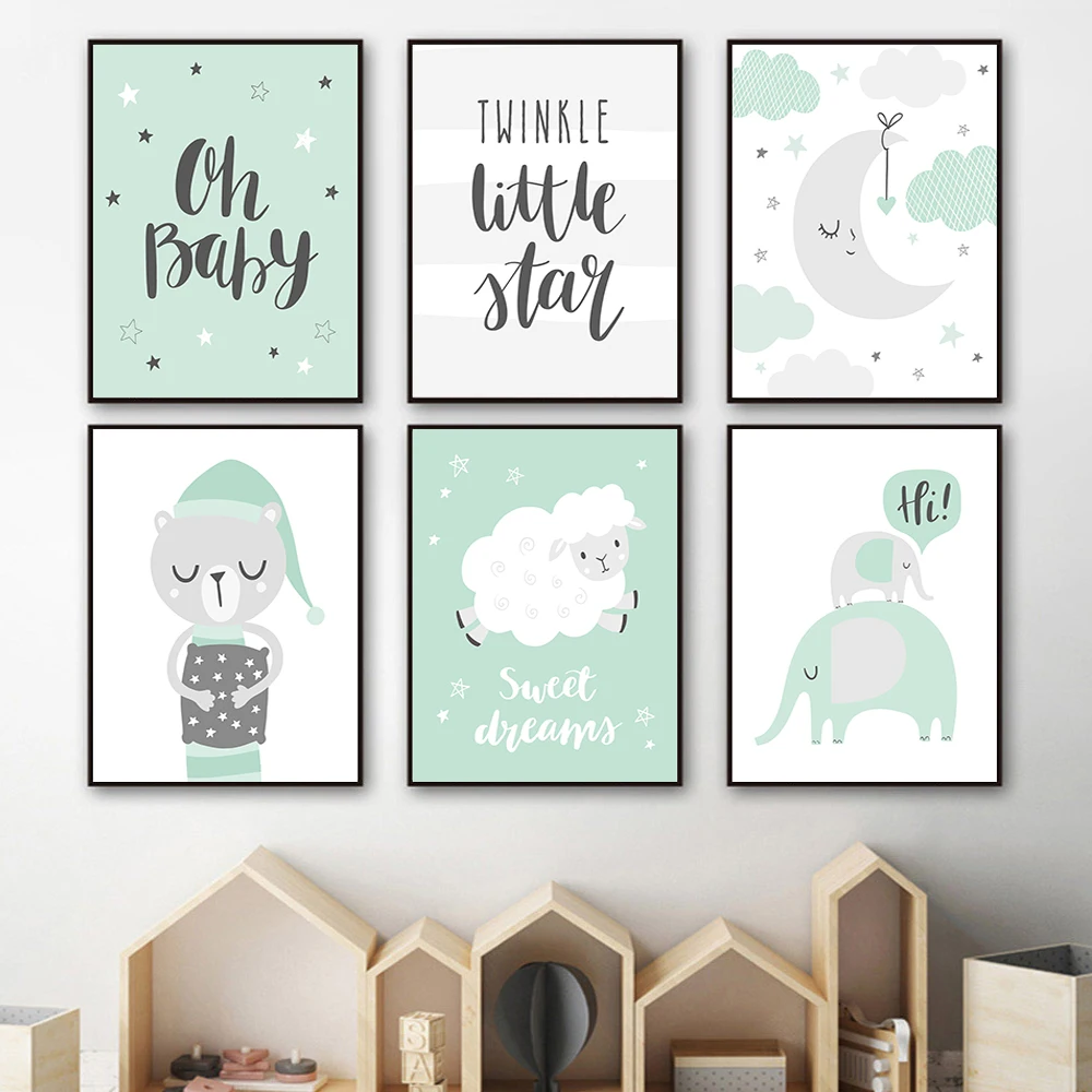 Фото Постеры для детской с изображением Луны звезды медведя овцы | Дом и сад