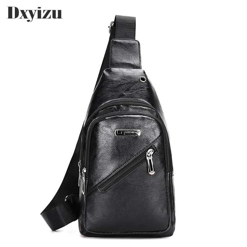 

New Hot Pu Leather Solid Sling Unisex Pack Chest Shoulder Crossbody Bag Biker Satchel Dropshipping Waist Packs