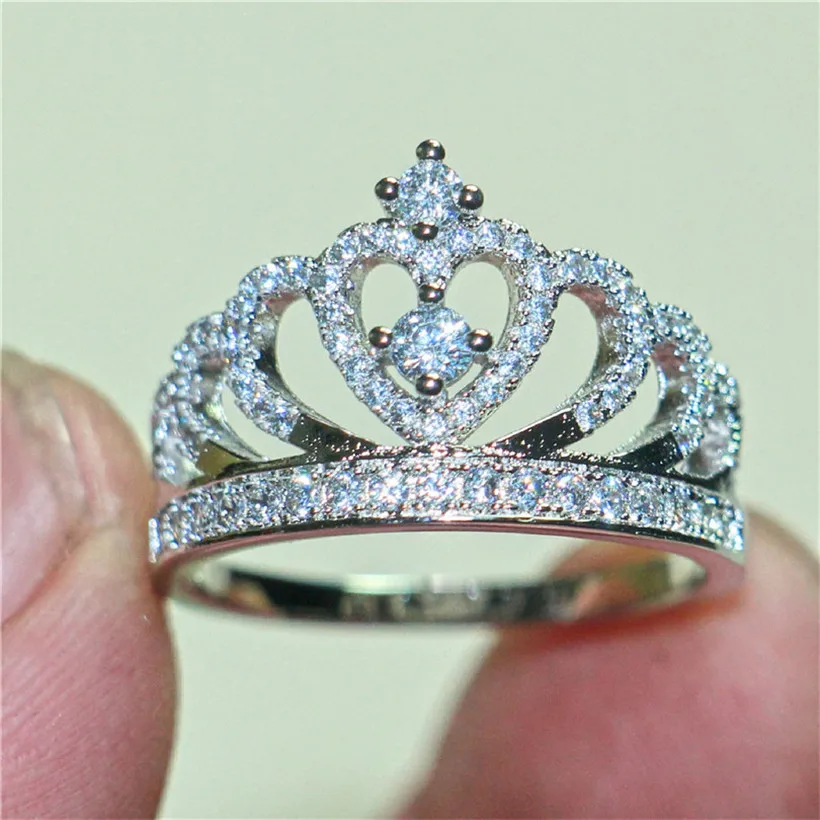 

Женское кольцо с короной из серебра 925 пробы, обручальное кольцо с искусственным бриллиантом