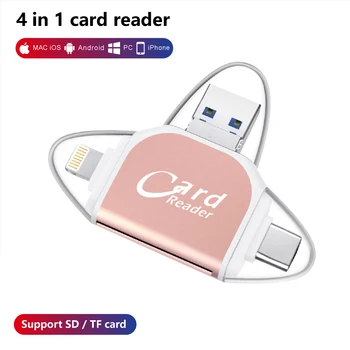 4 in 1 Card Reader Type C Micro USB Adapter Micro SD Card Reader Card for iPhone / iPad Smart OTG
4 in 1 Card Reader Type C Micro USB Adapter Micro SD Card Reader Card for iPhone / iPad Smart OTG