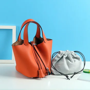 Basket Bag Leather Bucket Bag New Head Leather Lychee Handbag Women Bag
Basket Bag Leather Bucket Bag New Head Leather Lychee Handbag Women Bag