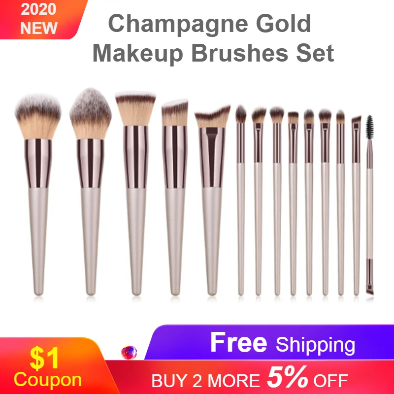 Makeup Brush Set Premium Cosmetic Brushes for Foundation Blending Powder Liquid Cream Eyeshadow Blush Eye Contour Champagne Gold
Makeup Brush Set Premium Cosmetic Brushes for Foundation Blending Powder Liquid Cream Eyeshadow Blush Eye Contour Champagne Gold