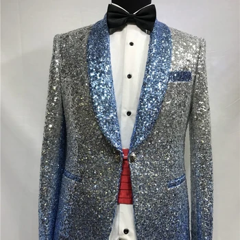 Custom Made Blue Beaded suit Tuxedo Jacket and black pant Mens Stage Wearmens Tuxedos Wedding Plus Size 4XL 
Custom Made Blue Beaded suit Tuxedo Jacket and black pant Mens Stage Wearmens Tuxedos Wedding Plus Size 4XL