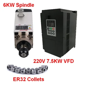 6KW 8HP 220V Square Spindle Motor Air Cooled 4pcs Bearings+7.5kw VFD inverter + ER32 Collet kit for CNC Engraving machine Router
6KW 8HP 220V Square Spindle Motor Air Cooled 4pcs Bearings+7.5kw VFD inverter + ER32 Collet kit for CNC Engraving machine Router