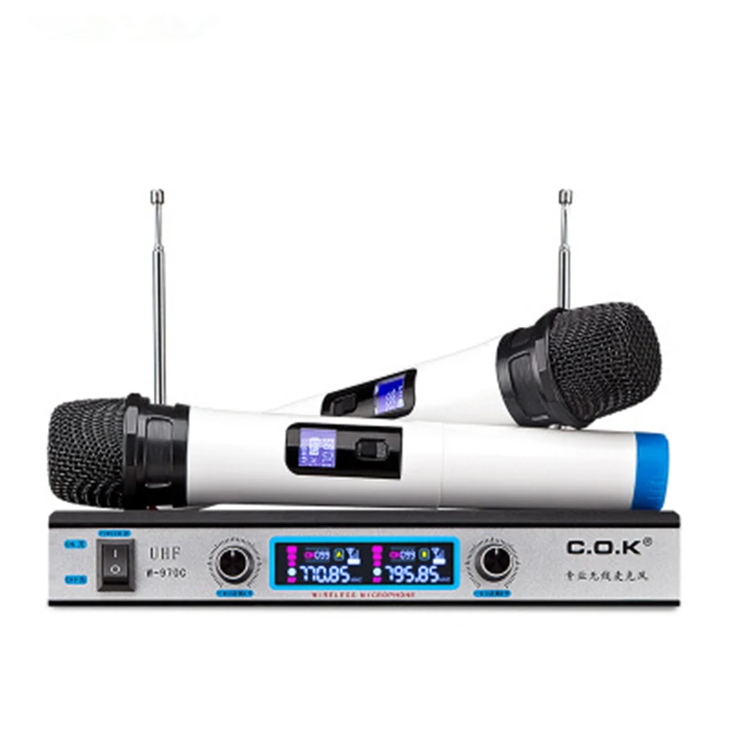 Dual Microphone System Receiver UHF Wireless Professional Cordless Handheld Mic for Kareoke KTV Home Party Speakers
Dual Microphone System Receiver UHF Wireless Professional Cordless Handheld Mic for Kareoke KTV Home Party Speakers