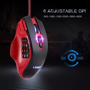 LESHP 19 Keys Professional RGB Gaming Mouse 3D Optical Wired Laser Game Mouse With Side Buttons and Adjustable Backlight
LESHP 19 Keys Professional RGB Gaming Mouse 3D Optical Wired Laser Game Mouse With Side Buttons and Adjustable Backlight
