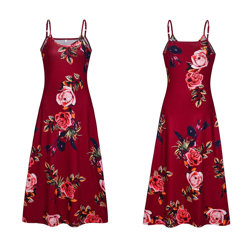 Sexy Maxi Dresses For Women Boho Print V-Neck Floral Sundresses Women Sleeveless Plus Size Dresses For Women 4xl 5xl Summer 2020