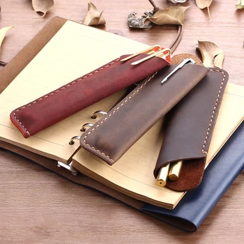 Hot Genuine Leather Pen Pouch Holder Double Pencil Bag Case Sleeve For Fountain Ballpoint Pen Travel Diary Pen Cover
Hot Genuine Leather Pen Pouch Holder Double Pencil Bag Case Sleeve For Fountain Ballpoint Pen Travel Diary Pen Cover