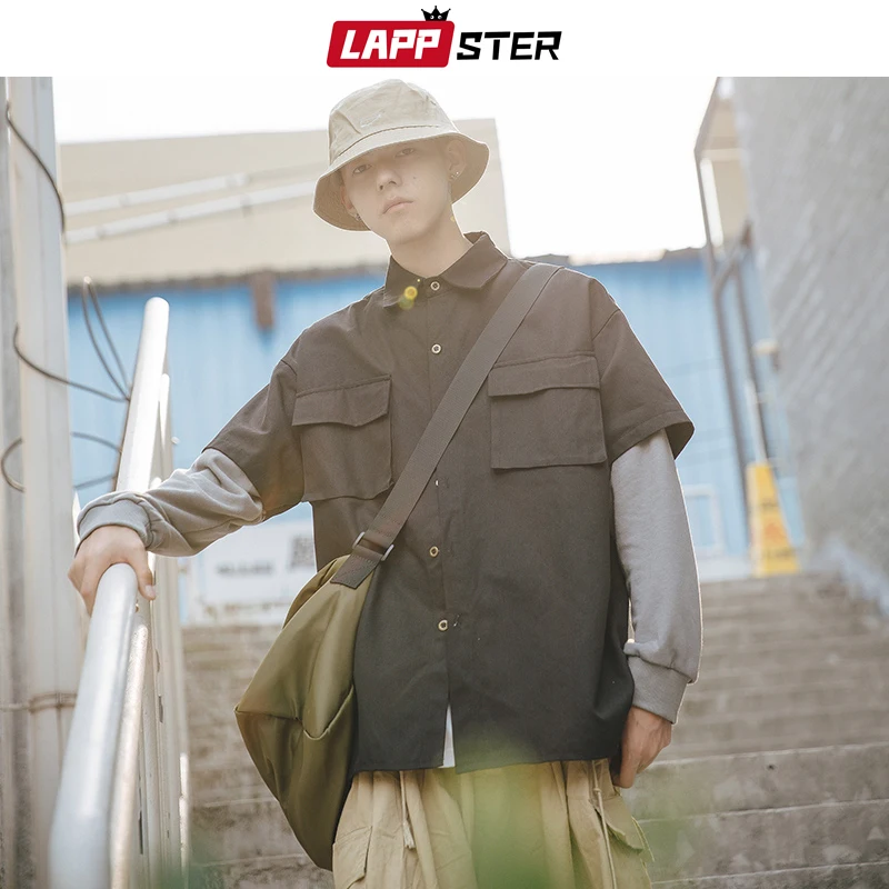 LAPPSTER Patchwork Japanese Streetwear Shirts 2020 Autumn Cotton Fake Two Pieces Cargo Shirts Korean Style Casual Black Shirt
LAPPSTER Patchwork Japanese Streetwear Shirts 2020 Autumn Cotton Fake Two Pieces Cargo Shirts Korean Style Casual Black Shirt