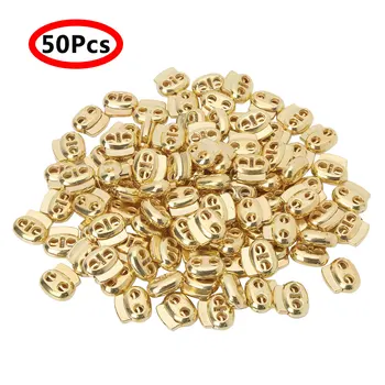 

50 Plastic Double Hole Cord Locks Spring Stopper Fastener Slider Toggles End Sportswear Shoelace DIY Bag Rope Parts Accessories