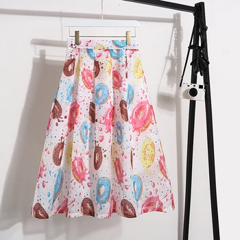 Korean sweet donut print skirts for women high waisted slim tulle mesh pleated skirt women elastic waist midi long elegant jupe 
Korean sweet donut print skirts for women high waisted slim tulle mesh pleated skirt women elastic waist midi long elegant jupe
