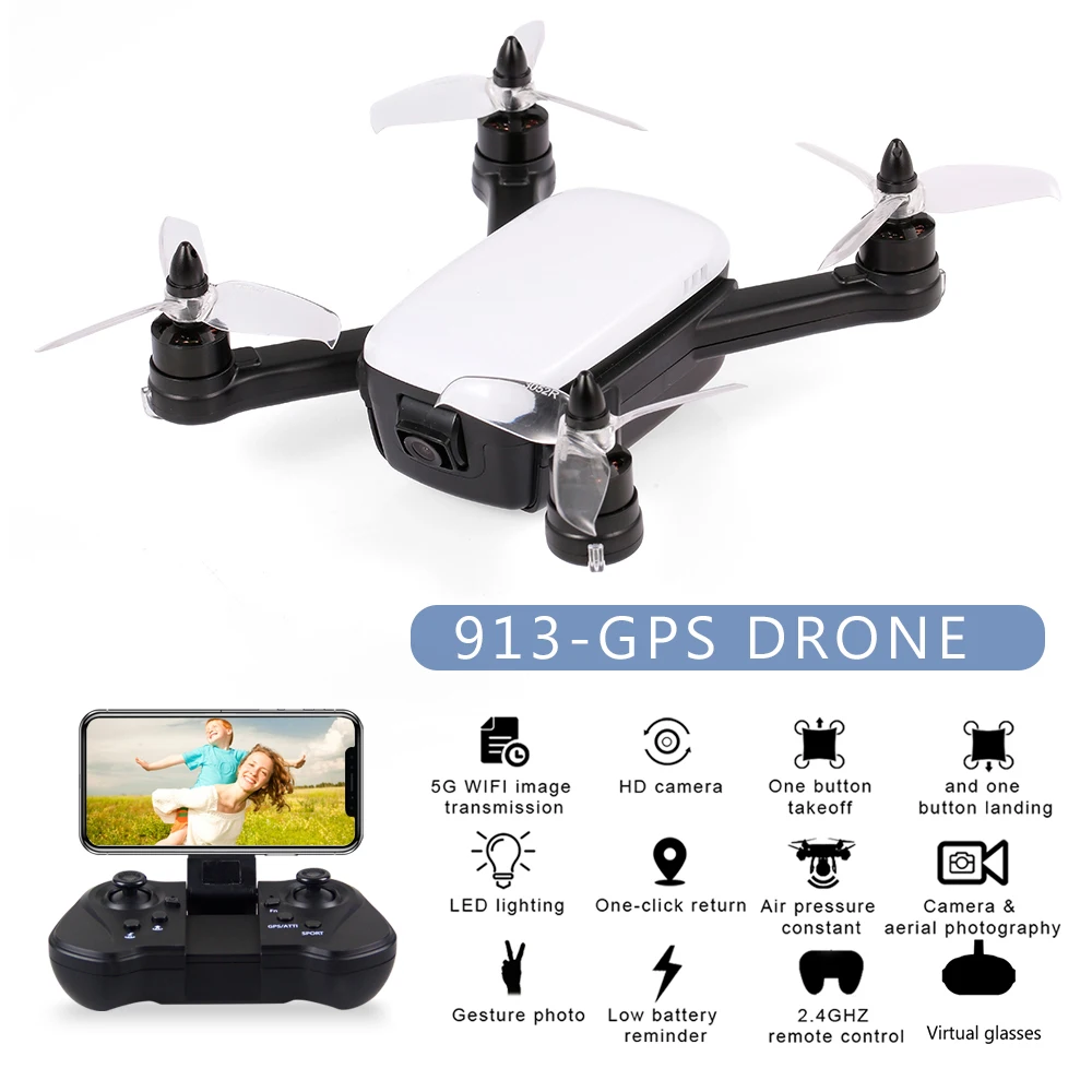 RC Dron 913 GPS 5G WiFi FPV With 1080P Camera Brushless Quadcopter 13mins Flight Time Gesture Foldable Arm Selfie RC Quadcopter
RC Dron 913 GPS 5G WiFi FPV With 1080P Camera Brushless Quadcopter 13mins Flight Time Gesture Foldable Arm Selfie RC Quadcopter
