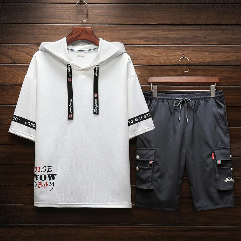 2019 Summer New Style Japanese-style Casual Printed Large Size Hooded Short Sleeve T-shirt Short Bib Overall Set Men's Tz840
2019 Summer New Style Japanese-style Casual Printed Large Size Hooded Short Sleeve T-shirt Short Bib Overall Set Men's Tz840