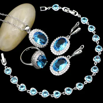 Party Decoration Sky Blue CZ White Crystal Jewelry Sets for Women Earrings/Pendant/Ring/Bracelet/Necklace Set Dropshipping
Party Decoration Sky Blue CZ White Crystal Jewelry Sets for Women Earrings/Pendant/Ring/Bracelet/Necklace Set Dropshipping