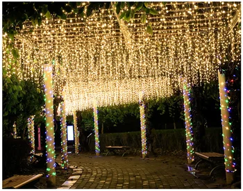 

Christmas 5M /10M Garland LED Curtain Icicle String Lights Droop 0.4-0.6m AC 220V Garden Street Outdoor Decorative Holiday Light